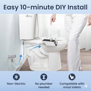 CleanSeat Bidet Attachment – Non-Electric, Dual Nozzle, 10-Min Install